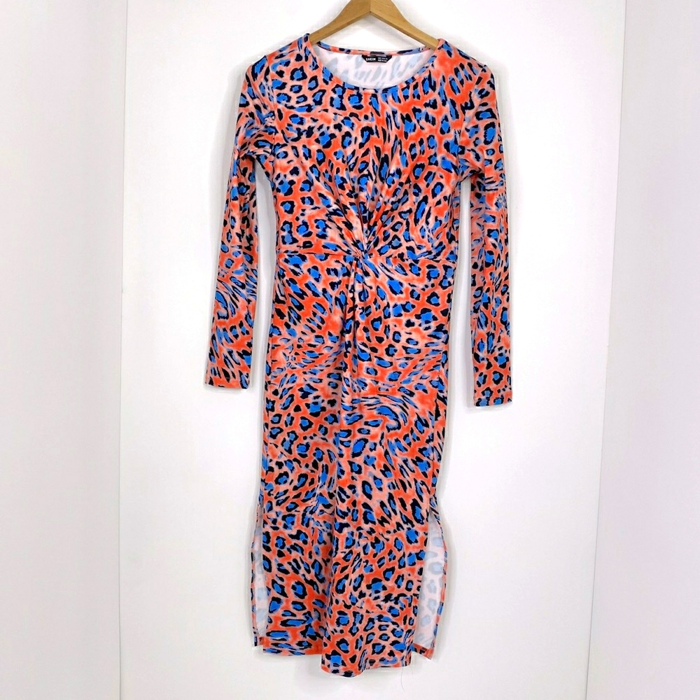 SHEIN Cheetah Animal Print Midi Bodycon